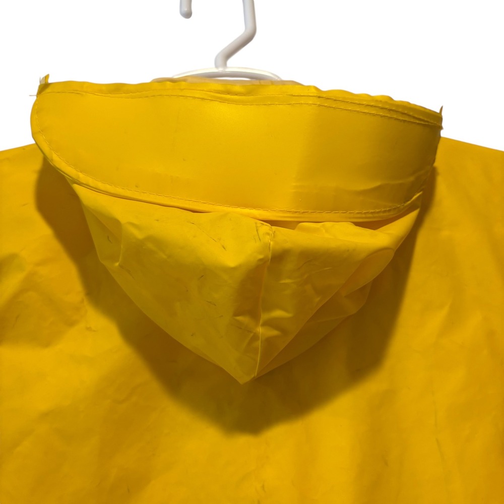 Chris-Craft Vintage Yellow PVC Nylon Rain Jacket Mens Medium Hooded Slicker 7022 - Picture 9 of 14